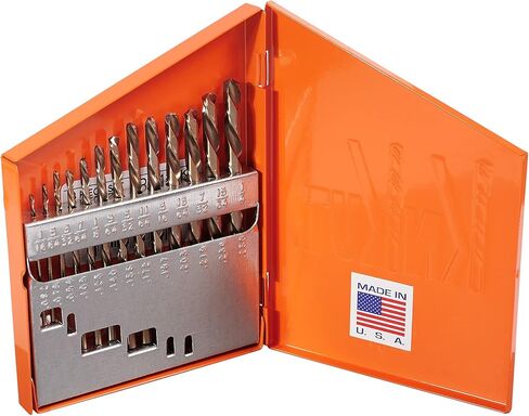 KnKut 13 Piece Left Hand Jobber Length Drill Bit Set 1/16"-1/4" by 64ths in Kuwait