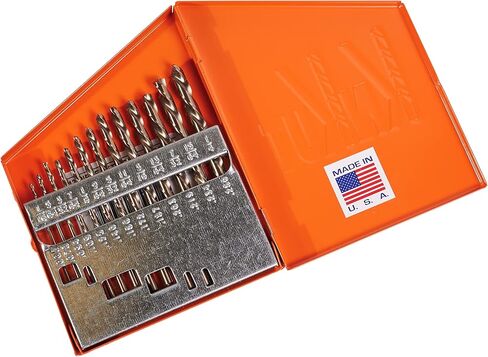 KnKut 13 Piece Left Hand Jobber Length Drill Bit Set 1/16"-1/4" by 64ths in Kuwait