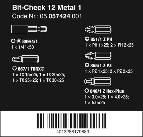 مجموعة BIT-CHECK 12 METAL 1 BITS in Kuwait