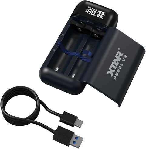 شاحن بطارية XTAR PB2SL V2 Universal 18650 18700 20700 21700 مع وظيفة الإخراج، يدعم QC3.0 PD3.0 Type C الشحن السريع in Kuwait