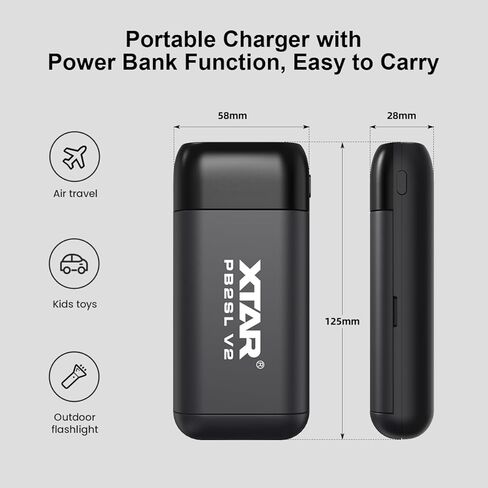 شاحن بطارية XTAR PB2SL V2 Universal 18650 18700 20700 21700 مع وظيفة الإخراج، يدعم QC3.0 PD3.0 Type C الشحن السريع in Kuwait