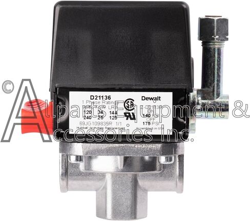 Z-D21136 مفتاح ضغط 4 منافذ 140-175 رطل لكل بوصة مربعة ثنائي القطب 120-240 فولت متوافق مع وحدات ضاغط الهواء بكابل Craftsman وDeVilbiss وPorter in Kuwait