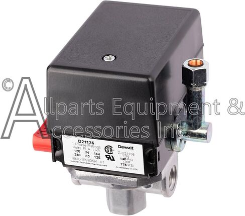 Z-D21136 مفتاح ضغط 4 منافذ 140-175 رطل لكل بوصة مربعة ثنائي القطب 120-240 فولت متوافق مع وحدات ضاغط الهواء بكابل Craftsman وDeVilbiss وPorter in Kuwait
