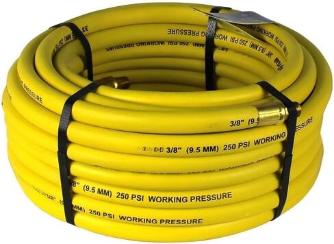 خرطوم ضاغط الهواء 12672 - لتوصيل أداة الهواء Goodyear - خرطوم هواء مطاطي للضاغط - 50 قدمًا × 3/8 بوصة. 250 رطل لكل بوصة مربعة، -40 درجة فهرنهايت إلى 190 درجة فهرنهايت 1/4 بوصة MNPT أصفر - أجزاء ضاغط الهواء in Kuwait