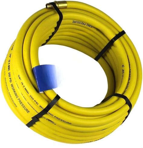 خرطوم ضاغط الهواء 12672 - لتوصيل أداة الهواء Goodyear - خرطوم هواء مطاطي للضاغط - 50 قدمًا × 3/8 بوصة. 250 رطل لكل بوصة مربعة، -40 درجة فهرنهايت إلى 190 درجة فهرنهايت 1/4 بوصة MNPT أصفر - أجزاء ضاغط الهواء in Kuwait