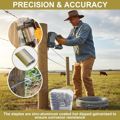 9GA Barbed Fencing Staples 1-3/4 Inch (960 Count) - Galvanized Heavy Duty Wire Fence Nails Compatible with DeWalt DFS9175B1G Cordless Stapler - for Livestock, Field & Mesh Fencing in Kuwait