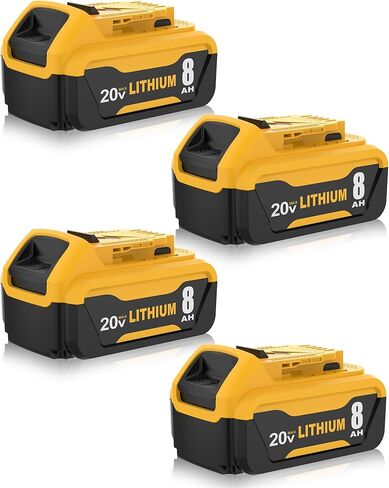 4 Packs 8.0Ah Replacement for Dewalt 20V Max Battery DCB201/DCB200/DCB206/DCB207 Compatible with Dewalt 20V Cordless Power Tool in Kuwait