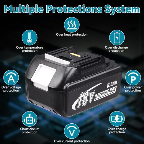 2 حزمة 8.0ah استبدال لماكيتا 18 فولت بطارية ليثيوم أيون BL1890 BL1860 BL1850 BL1840 BL1830 BL1815 BL1820 حزم بطارية أداة لاسلكية متوافقة مع أدوات ماكيتا 18 فولت ومغير in Kuwait