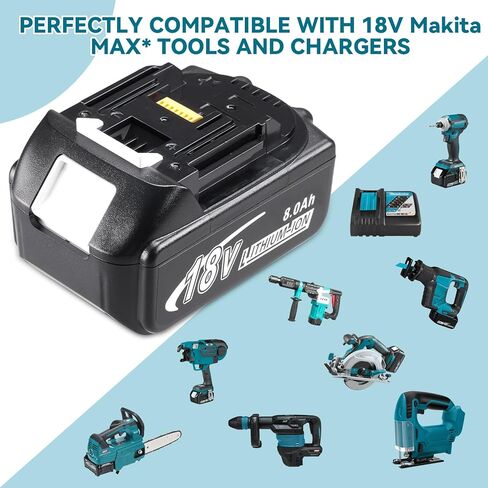 2 حزمة 8.0ah استبدال لماكيتا 18 فولت بطارية ليثيوم أيون BL1890 BL1860 BL1850 BL1840 BL1830 BL1815 BL1820 حزم بطارية أداة لاسلكية متوافقة مع أدوات ماكيتا 18 فولت ومغير in Kuwait