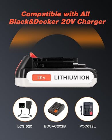 بطارية FirstPower 4.0Ah LBXR20 - استبدال بطارية ليثيوم بلاك اند ديكر 20 فولت، متوافقة مع أدوات LBXR20 LB20 LBX20 LBX4020 LB2X4020 (عبوتان) in Kuwait