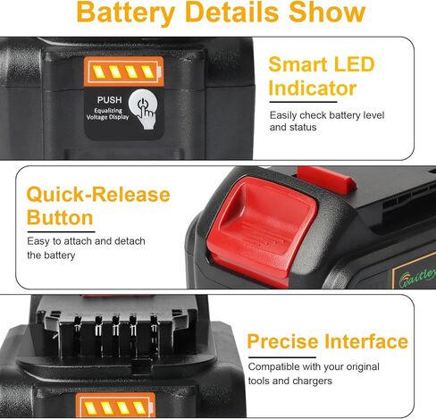 بطارية بديلة من Waitley 2Pack 20V 6.0A متوافقة مع أدوات الطاقة اللاسلكية من سلسلة Dewalt DCB200 DCD DCF DCG (غير مصنوعة في ديوالت) in Kuwait