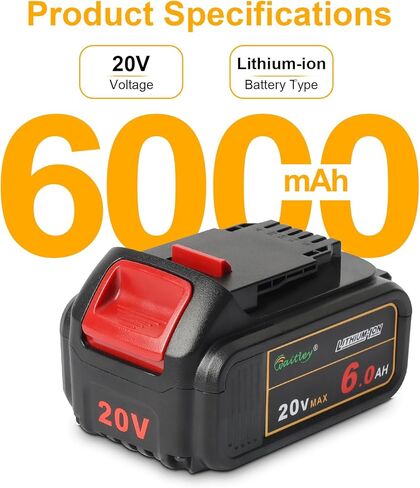 بطارية بديلة من Waitley 2Pack 20V 6.0A متوافقة مع أدوات الطاقة اللاسلكية من سلسلة Dewalt DCB200 DCD DCF DCG (غير مصنوعة في ديوالت) in Kuwait