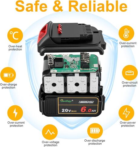بطارية بديلة من Waitley 2Pack 20V 6.0A متوافقة مع أدوات الطاقة اللاسلكية من سلسلة Dewalt DCB200 DCD DCF DCG (غير مصنوعة في ديوالت) in Kuwait