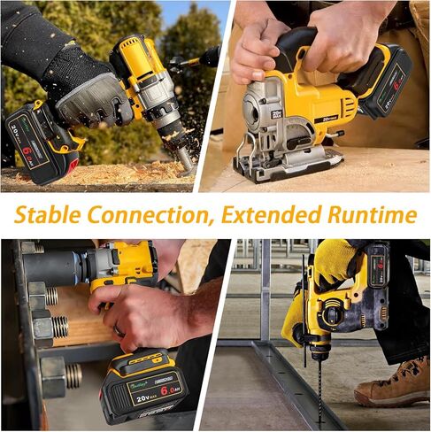 بطارية بديلة من Waitley 2Pack 20V 6.0A متوافقة مع أدوات الطاقة اللاسلكية من سلسلة Dewalt DCB200 DCD DCF DCG (غير مصنوعة في ديوالت) in Kuwait
