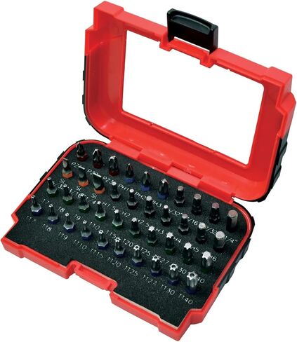 مجموعة لقم الحفر K Tool International 20061 مع محرك 1/4 بوصة للكراجات ومحلات الإصلاح والأعمال اليدوية، تتضمن Pozi وPhillips وMetric Hex وSAE Hex ومشقوقة وتوركس ورؤوس توركس مقاومة للتلاعب in Kuwait