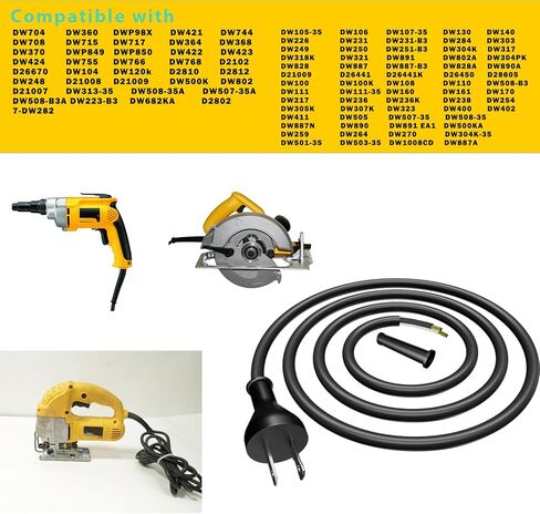 33007898 Power Cord Replacement for DEWALT-10' 16GA 2-Wire,Compatible with DEWALT DW704 DW708 DW360 DW849 DW384 DWP849X Miter Saw/Circular Saw Compatible Chainsaw Polisher Tool Power Cord in Kuwait