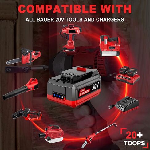 20V Replacement for Bauer 20V Battery 6.0 Ah 1701C-B 1702C-B 1907C-B 2108C-B 2109C-B, ‎20V MAX Lithium-Ion Battery Compatible with 20 Volt Cordless Power Tools, for Bauer Battery in Kuwait