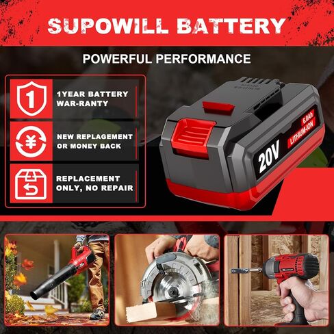 20V Replacement for Bauer 20V Battery 6.0 Ah 1701C-B 1702C-B 1907C-B 2108C-B 2109C-B, ‎20V MAX Lithium-Ion Battery Compatible with 20 Volt Cordless Power Tools, for Bauer Battery in Kuwait