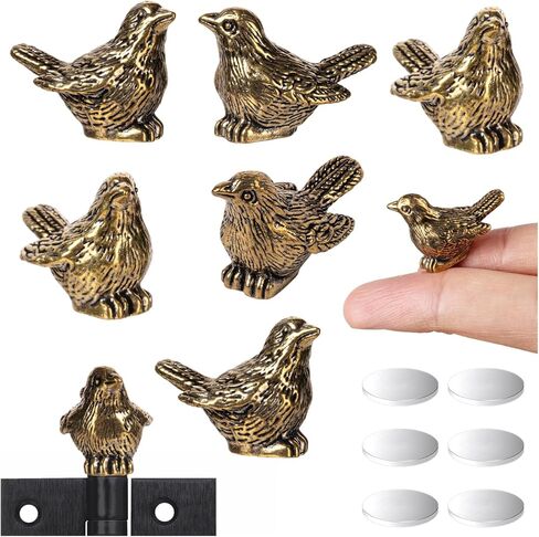 THSLSFX 6Pcs Brass Sparrow Door Hinge Topper, Hinge Heads Decorative Topper, Retro Brass Sparrow Statue with Roundots for Home and Office Desktop Decoration in Saudi Arabia