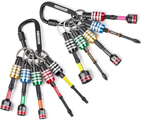 Geinxurn 21Pcs Bit Holder Key Chain, 1/4" Hex Shank One Handed Quick Change&Release Extension Bit Organizer with Drill Extension&Step Drill,Impact Screwdriver Bits, Sockets Adapter for Outdoor Work in Saudi Arabia