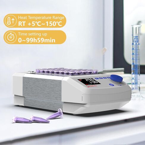 4E's USA Dry Bath Incubator - Single Block Programmable Lab Dry Bath Incubator, Digital Dry Block Incubator Heater with External Temperature Sensor, Max 150° C - Blocks not Included in Saudi Arabia