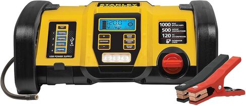 محطة طاقة STANLEY Fatmax 1000 Peak Amp - مشغل القفز لسيارات الركاب - ذروة 500 أمبير/1000 أمبير، ضاغط هواء 120 رطل لكل بوصة مربعة، 4 منافذ USB، إضاءة عمل LED in Kuwait
