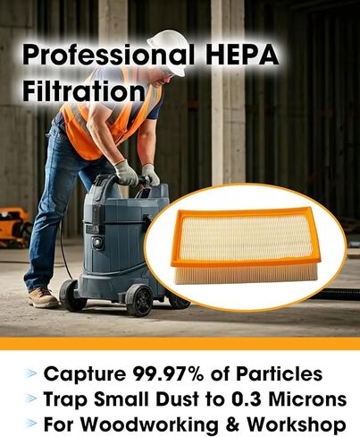 Flat HEPA Filter Replace VF130H Fit for Bosch Dust Extractors VAC090 & VAC140 Series, High-Efficiency Filter for Jobsite & Workshop, 1-Pack Only for Dry-Vacuuming Easy to Install in Kuwait
