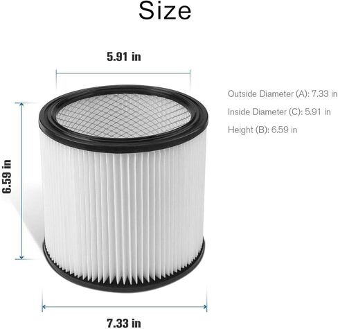1x Replacement Filter for Shop-Vac 90304, Compatible with Shop Vac BLB450, SSP16-500A, SSP16-600C, SS12-350A, SS14-450, SS16-SQ550, SS16-SQ650, 86MTSQ550 in Kuwait