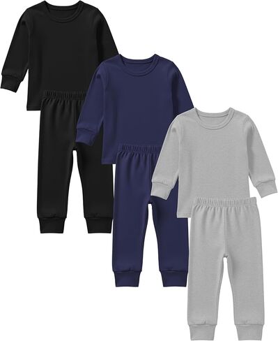 Andrew Scott Boys Long John Ultra-Soft Cotton Stretch Base Layer Underwear Sets / 3 Long Sleeve Tops + 3 Long Pants - 6 Piece in Kuwait