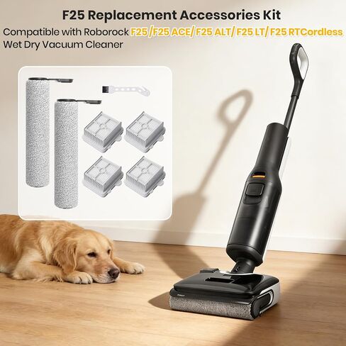 ملحقات استبدال فلتر HEPA F25 المتوافقة مع Roborock F25/F25 ACE/F25 ALT/F25 LT/F25 RT/F25 ACE/F25 GT مكنسة كهربائية جافة ورطبة لاسلكية (فرشتان دوارتان، 4 مرشحات HEPA) in Kuwait