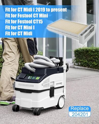 فلتر مكنسة 204201 مناسب للمكانس الكهربائية Festool CT Mini Midi 2nd Generation 25 CTL 26 36 48، عناصر فلتر التفريغ من نوع HEPA in Kuwait