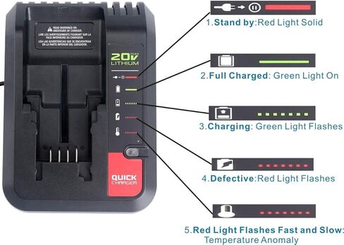 20V Battery Charger PCC692L Replacement for Porter Cable and Black&Decker 20V Max Lithium-ion Charger PCC691 BDCAC202B LCS1620B,Compatible with Battery PCC680L PCC681L PCC682L PCC685L in Kuwait