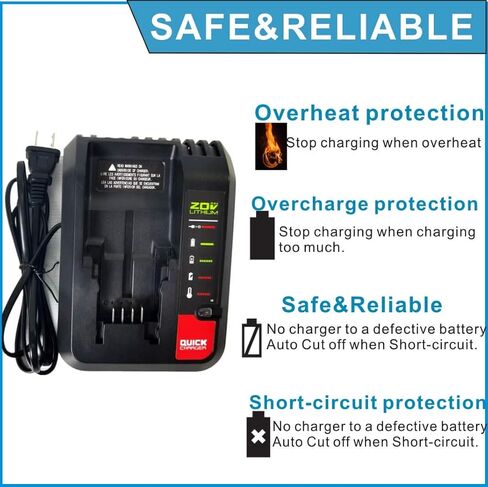 20V Battery Charger PCC692L Replacement for Porter Cable and Black&Decker 20V Max Lithium-ion Charger PCC691 BDCAC202B LCS1620B,Compatible with Battery PCC680L PCC681L PCC682L PCC685L in Kuwait