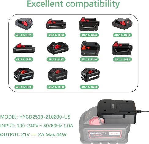 Remate 2A Fast Charger for Milwaukee M18 18V Battery, Compatible with 2198323 48-11-1840 in Kuwait