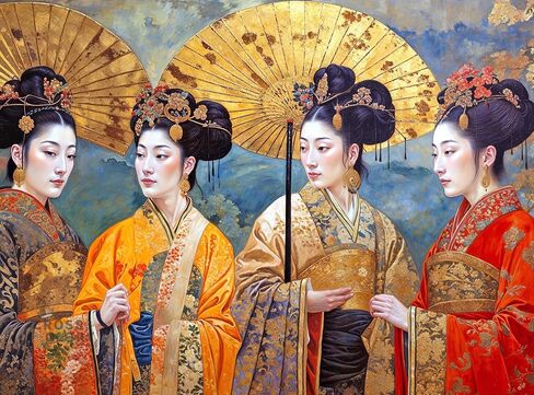 Cross & Glory - Beauties kimono الأنيقة - 1000 قطعة من بانوراما فنية للبالغين | ألوان نابضة بالحياة | الفن الثقافي | جودة قسط | تمرين الدماغ وديكور المنزل in Kuwait