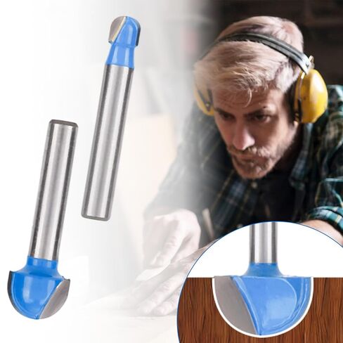 8pcs Cove Box Router Bit Set, 1/4" Shank Round Nose Core Box Router Bits with Conversion Shank, 1/4" to 1" Cutting Diameter Woodworking Tool for Juice Grooves and Coves Cutting in Kuwait
