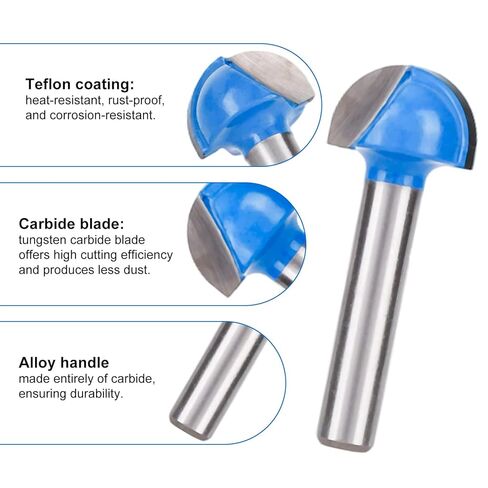 8pcs Cove Box Router Bit Set, 1/4" Shank Round Nose Core Box Router Bits with Conversion Shank, 1/4" to 1" Cutting Diameter Woodworking Tool for Juice Grooves and Coves Cutting in Kuwait