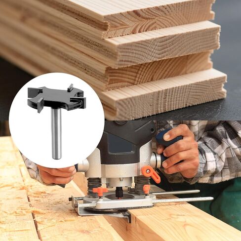 CNC Spoilboard Surfacing Router Bit, 1/4 Shank Slab Flattening Router Bit 4 Wings Carbide 1-1/2 Inch Cutting Diameter Woodworking Tool for Wood Surface Planing in Kuwait