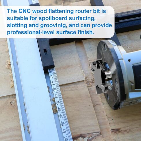 CNC Spoilboard Surfacing Router Bit, 1/4 Shank Slab Flattening Router Bit 4 Wings Carbide 1-1/2 Inch Cutting Diameter Woodworking Tool for Wood Surface Planing in Kuwait
