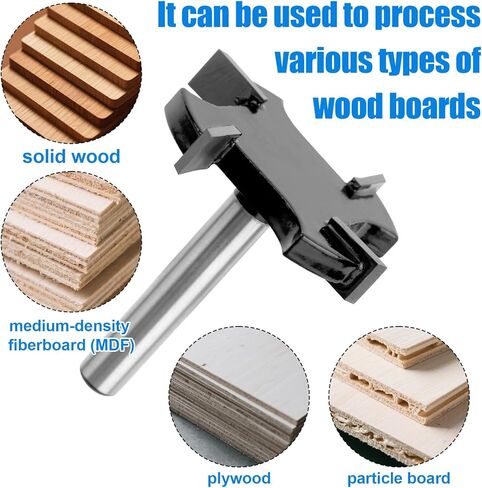 CNC Spoilboard Surfacing Router Bit, 1/4 Shank Slab Flattening Router Bit 4 Wings Carbide 1-1/2 Inch Cutting Diameter Woodworking Tool for Wood Surface Planing in Kuwait