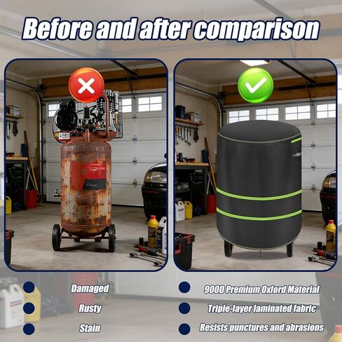 Upright Air Compressor Cover, 600D Heavy Duty Waterproof Air Compressor Cover, Suitable for 20-30 Gallon Vertical Air Compressors and Other Air Compressor Covers of the Same Size (Black) in Kuwait