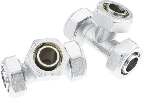 Yetaha 2PCS 3/4" Tee Air Piping Fittings, Brass Nickel-Plated Surface, Air Line Fittings for Shop Garage Compressed Air Tube System 200PSI Working Pressure in Kuwait