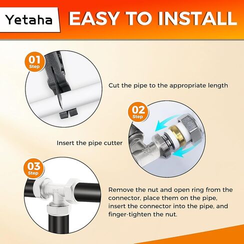 Yetaha 2PCS 3/4" Tee Air Piping Fittings, Brass Nickel-Plated Surface, Air Line Fittings for Shop Garage Compressed Air Tube System 200PSI Working Pressure in Kuwait