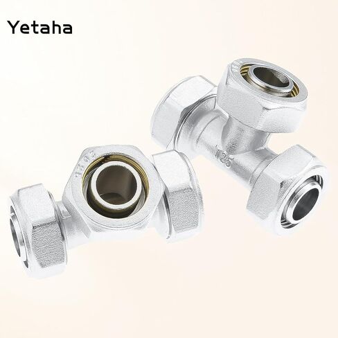 Yetaha 2PCS 3/4" Tee Air Piping Fittings, Brass Nickel-Plated Surface, Air Line Fittings for Shop Garage Compressed Air Tube System 200PSI Working Pressure in Kuwait