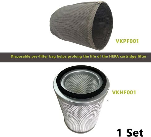 1 حزمة Amigriki VKHF001 خرطوشة فلتر HEPA للمكنسة الكهربائية و1 حزمة VKPF001 مرشح مسبق مع مشبك متوافق مع نماذج Vacmaster الصناعية VK811PH وVK1011SIWTH ملحقات المكنسة الكهربائية in Kuwait