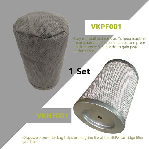 1 حزمة Amigriki VKHF001 خرطوشة فلتر HEPA للمكنسة الكهربائية و1 حزمة VKPF001 مرشح مسبق مع مشبك متوافق مع نماذج Vacmaster الصناعية VK811PH وVK1011SIWTH ملحقات المكنسة الكهربائية in Kuwait