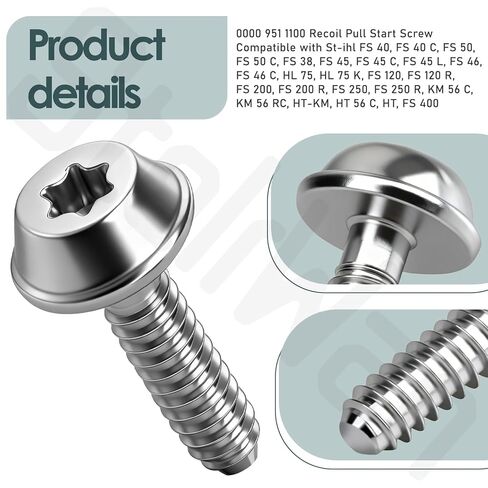 3 Pack 0000 951 1100 Recoil Pull Start Screw Compatible with St-ihl BG50, BG86, BG56, BG85, SH86, SH56, Replace 0000-951-1100, 00009511100 in Kuwait