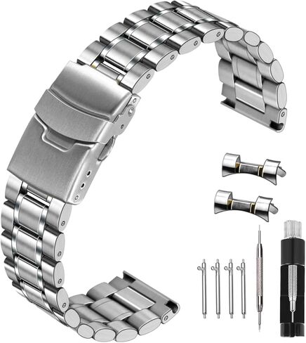Kai Tian 20mm 22mm Stainless Steel Watch Band Round Robust Watch Bands Metal Silver Gold Bracelet Men Women Curved Straight Ends in Saudi Arabia