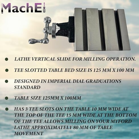 New MachEl Lathe Milling Vertical Slide 100 x 125 mm - Instant Precision Milling Solution for Your Lathe in Kuwait
