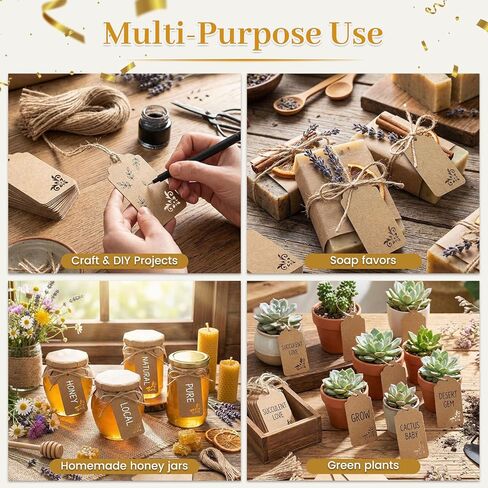 Koogel 100pcs Kraft Paper Tags ، علامات مع سلسلة ، لحفلات الحفلات علامات الهدايا لحفل الزفاف ، دش الطفل ، دش الزفاف in Saudi Arabia